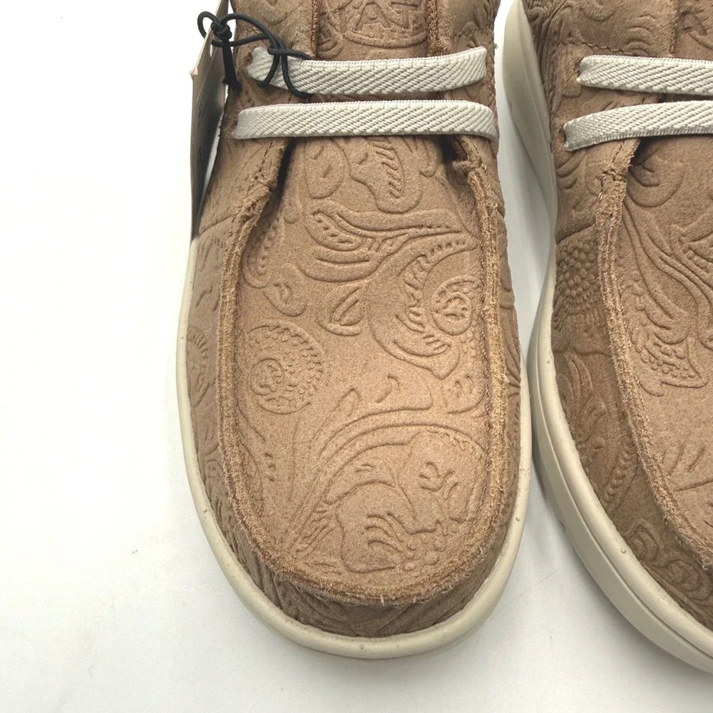 Ariat Hilo Kids Youth 12 Tan Floral Emboss Leather Slip On Shoes NWT